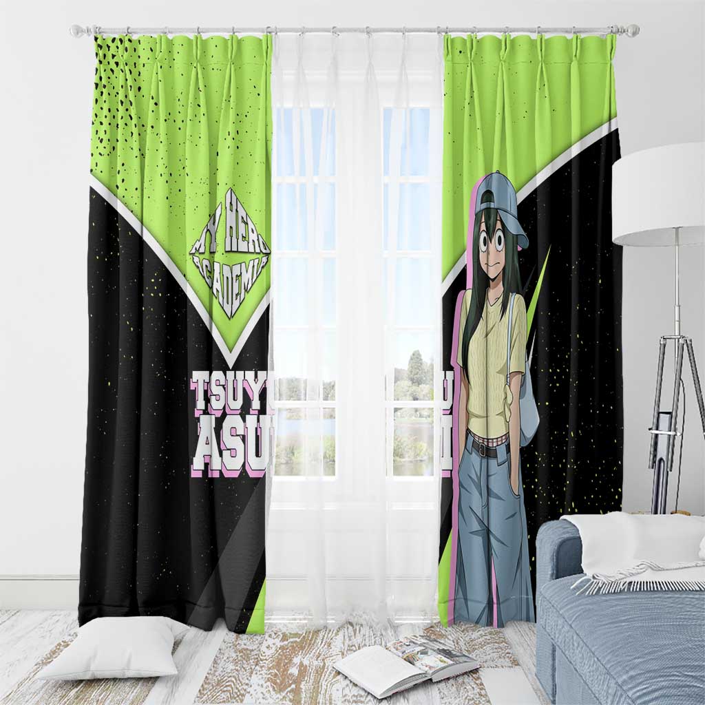 Tsuyu Asui My Hero Academia Window Curtain Anime Grunge Splatter Graphic Style