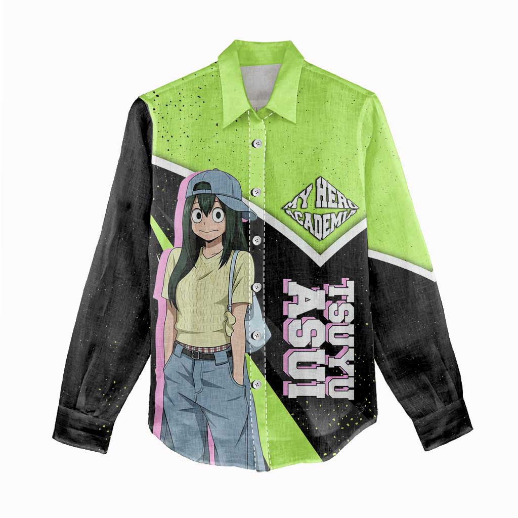 Tsuyu Asui My Hero Academia Women Casual Shirt Anime Grunge Splatter Graphic Style