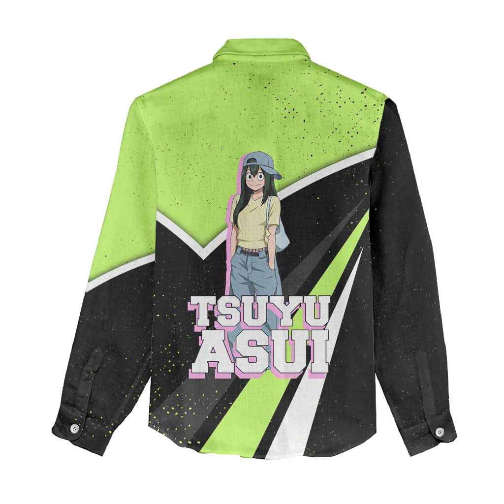 Tsuyu Asui My Hero Academia Women Casual Shirt Anime Grunge Splatter Graphic Style