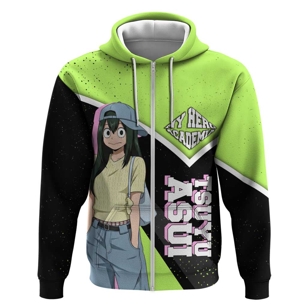 Tsuyu Asui My Hero Academia Zip Hoodie Anime Grunge Splatter Graphic Style