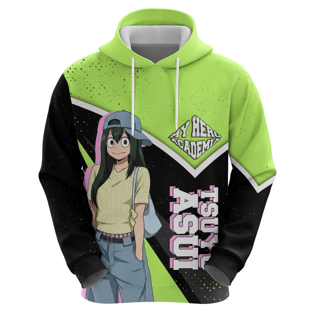 Tsuyu Asui My Hero Academia Zip Hoodie Anime Grunge Splatter Graphic Style