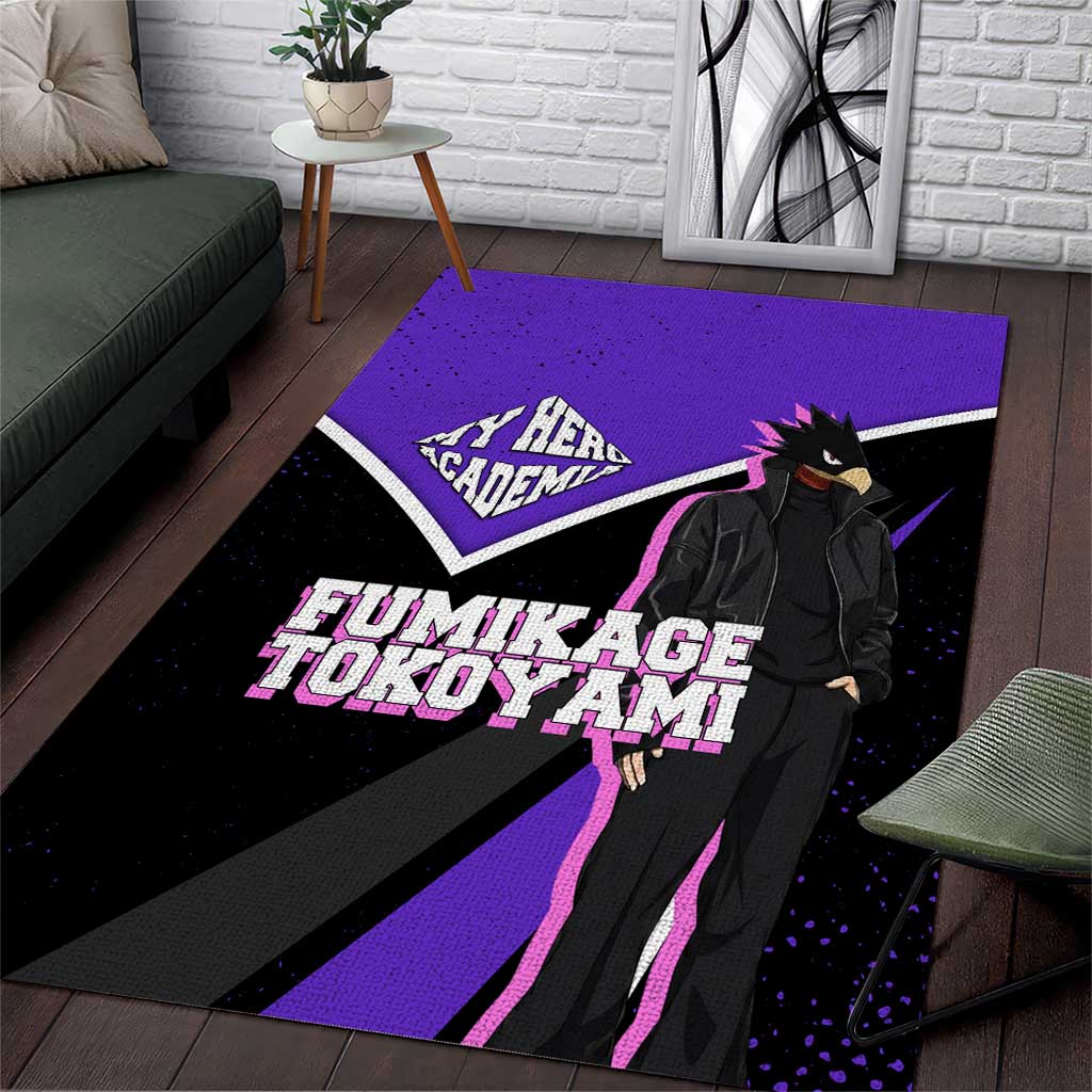 Fumikage Tokoyami My Hero Academia Area Rug Anime Grunge Splatter Graphic Style