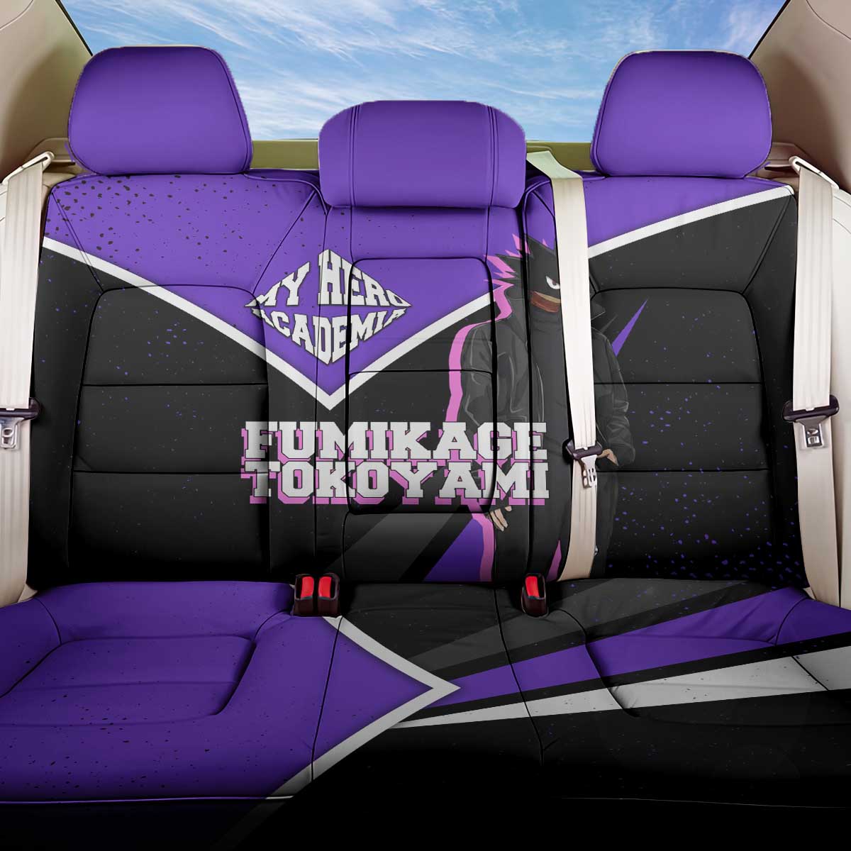 Fumikage Tokoyami My Hero Academia Back Car Seat Cover Anime Grunge Splatter Graphic Style
