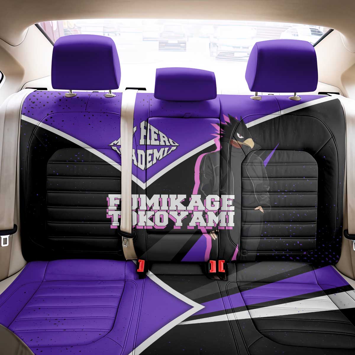 Fumikage Tokoyami My Hero Academia Back Car Seat Cover Anime Grunge Splatter Graphic Style