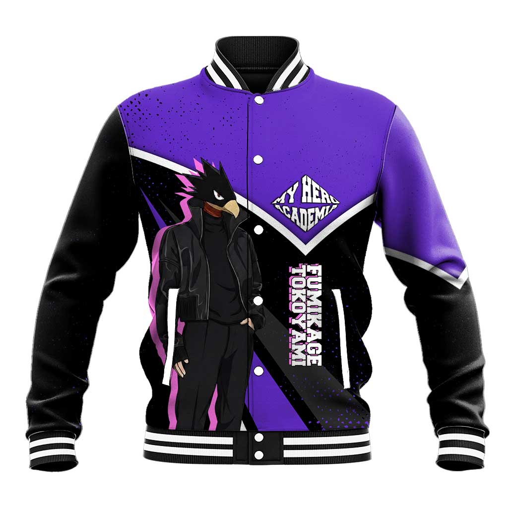 Fumikage Tokoyami My Hero Academia Baseball Jacket Anime Grunge Splatter Graphic Style
