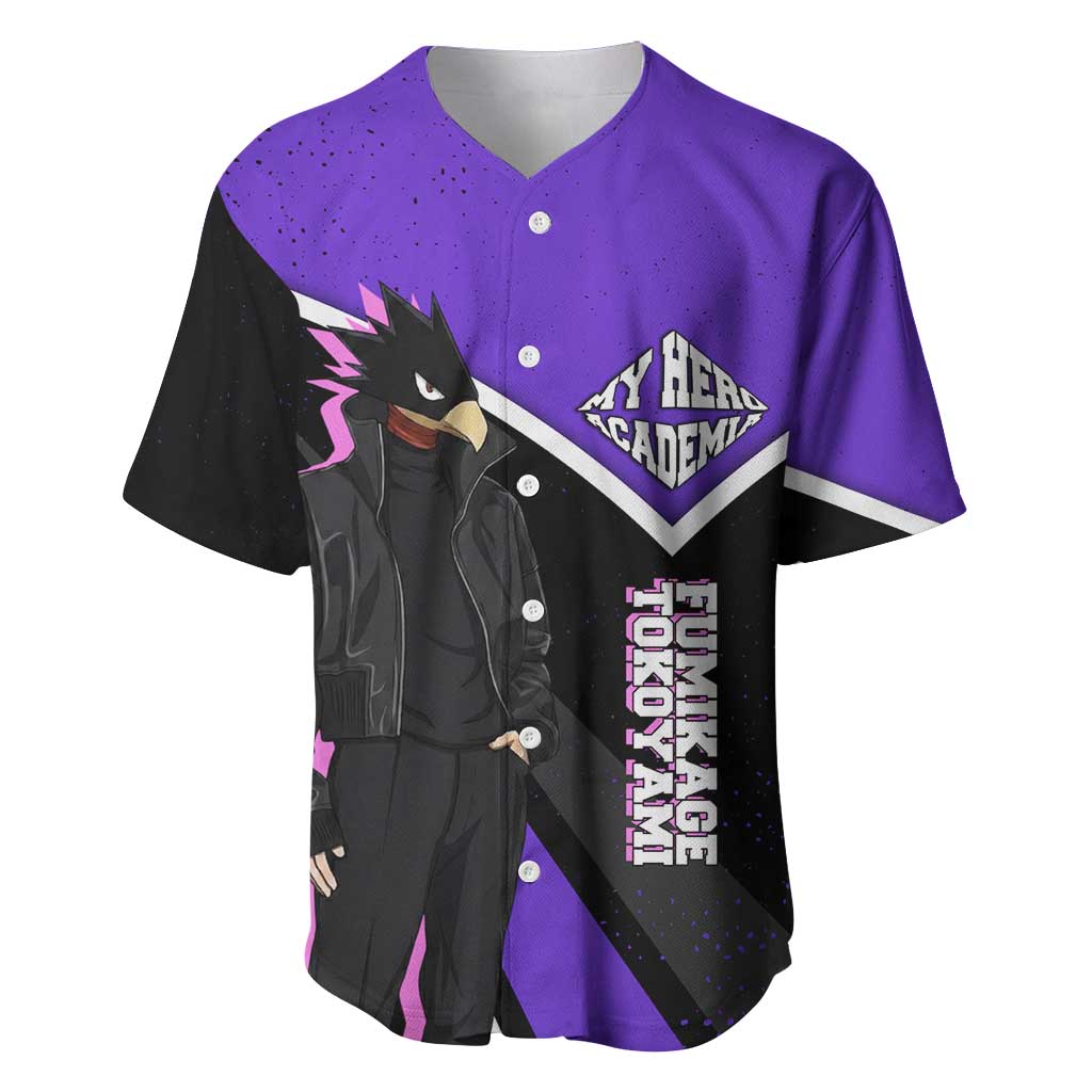 Fumikage Tokoyami My Hero Academia Baseball Jersey Anime Grunge Splatter Graphic Style