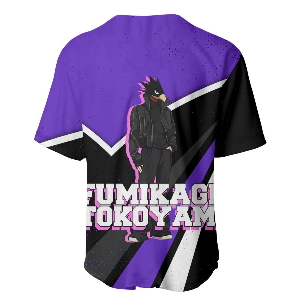 Fumikage Tokoyami My Hero Academia Baseball Jersey Anime Grunge Splatter Graphic Style