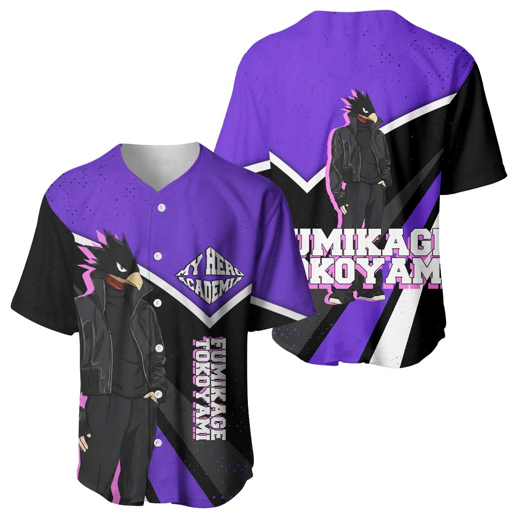 Fumikage Tokoyami My Hero Academia Baseball Jersey Anime Grunge Splatter Graphic Style