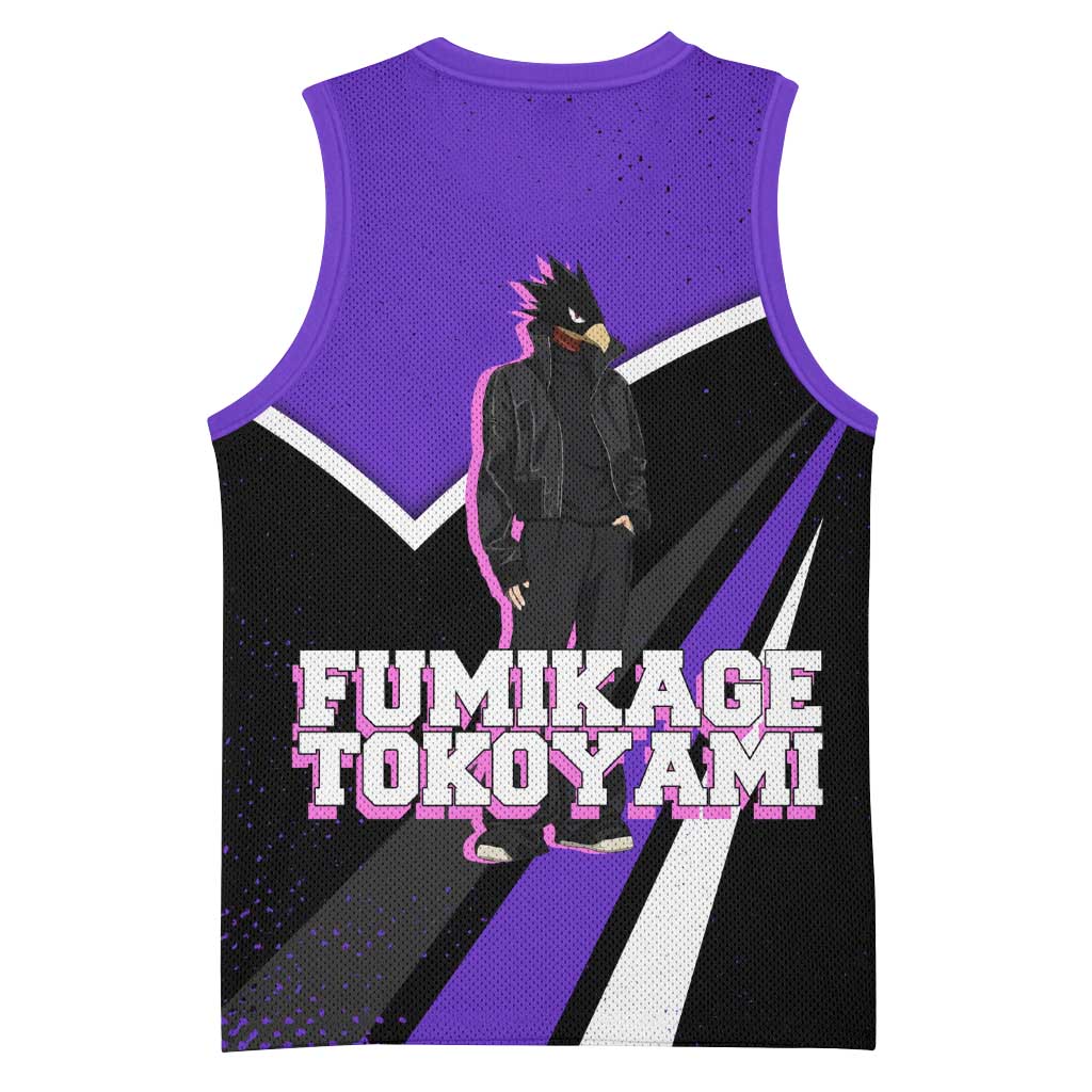 Fumikage Tokoyami My Hero Academia Basketball Jersey Anime Grunge Splatter Graphic Style