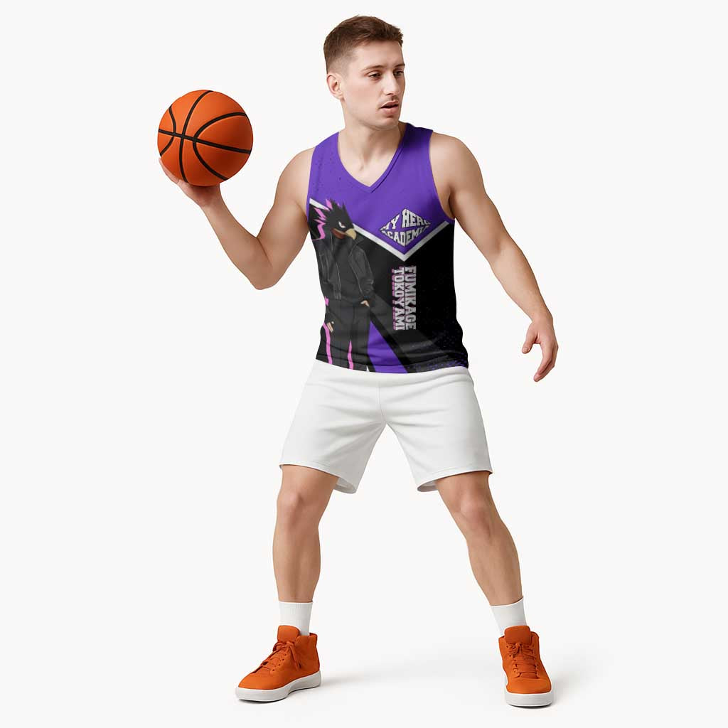 Fumikage Tokoyami My Hero Academia Basketball Jersey Anime Grunge Splatter Graphic Style
