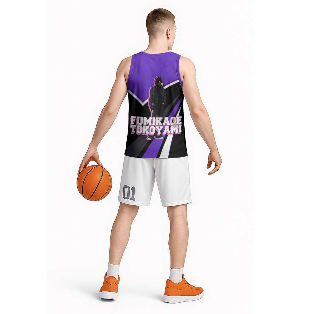 Fumikage Tokoyami My Hero Academia Basketball Jersey Anime Grunge Splatter Graphic Style