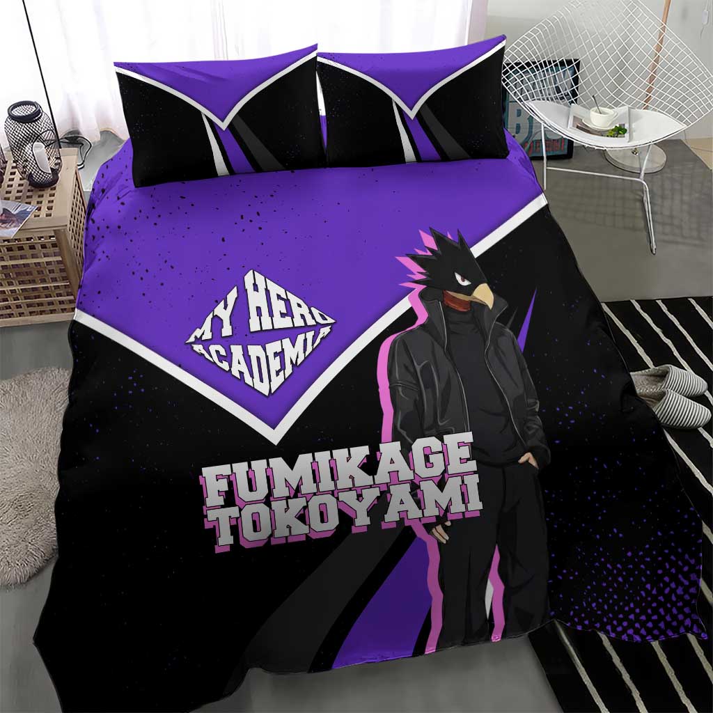 Fumikage Tokoyami My Hero Academia Bedding Set Anime Grunge Splatter Graphic Style