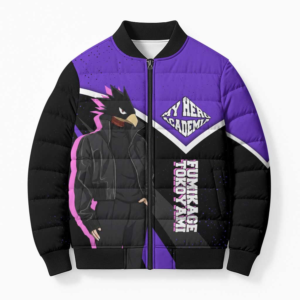 Fumikage Tokoyami My Hero Academia Bomber Puffer Jacket Anime Grunge Splatter Graphic Style