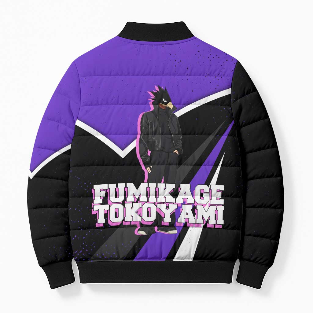 Fumikage Tokoyami My Hero Academia Bomber Puffer Jacket Anime Grunge Splatter Graphic Style