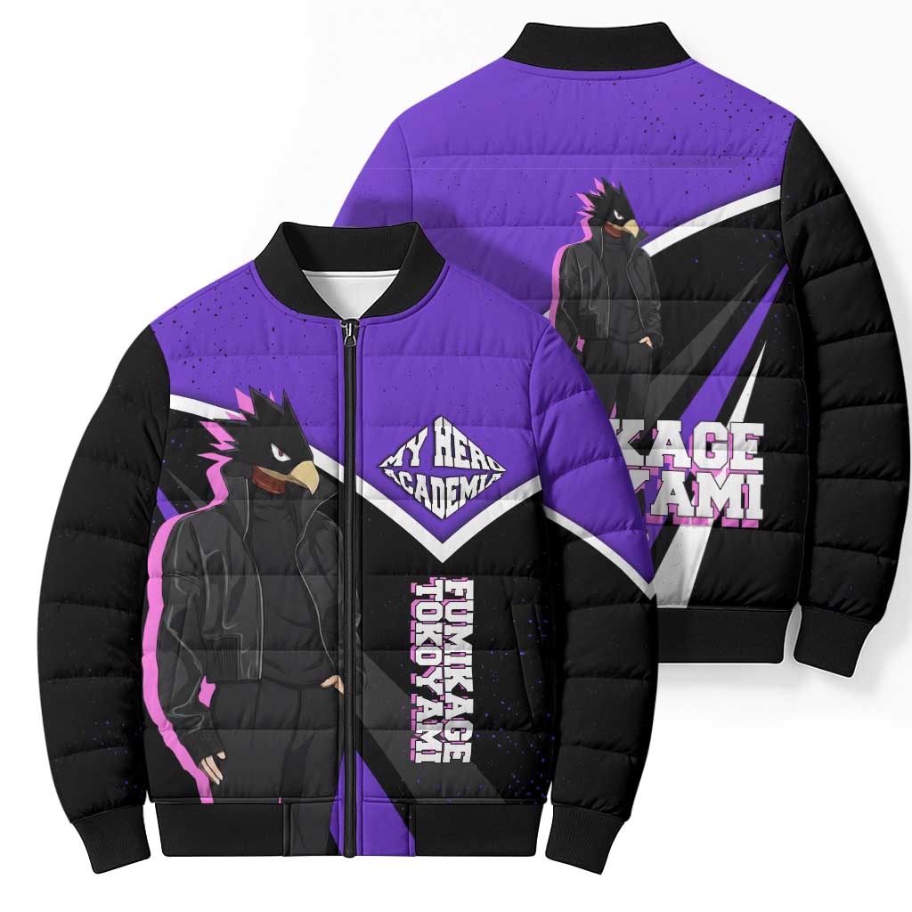 Fumikage Tokoyami My Hero Academia Bomber Puffer Jacket Anime Grunge Splatter Graphic Style