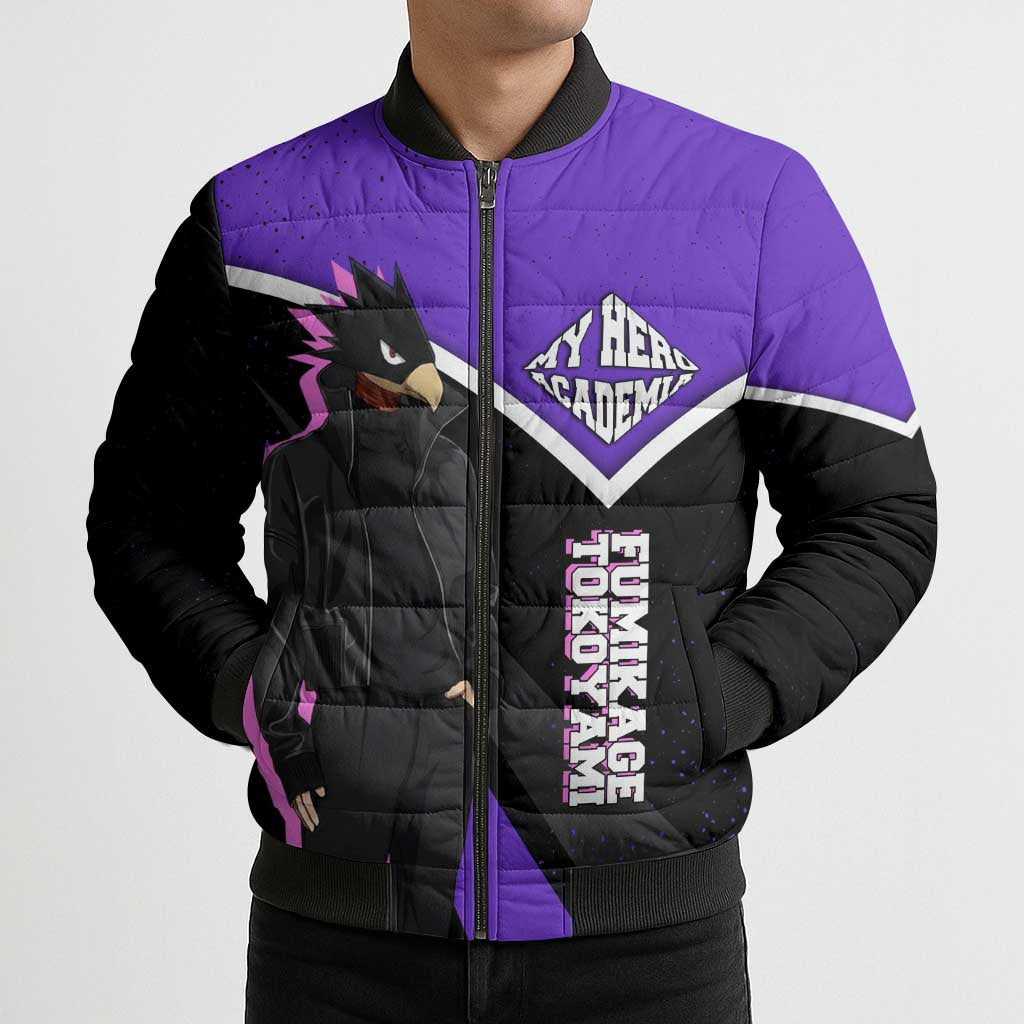 Fumikage Tokoyami My Hero Academia Bomber Puffer Jacket Anime Grunge Splatter Graphic Style