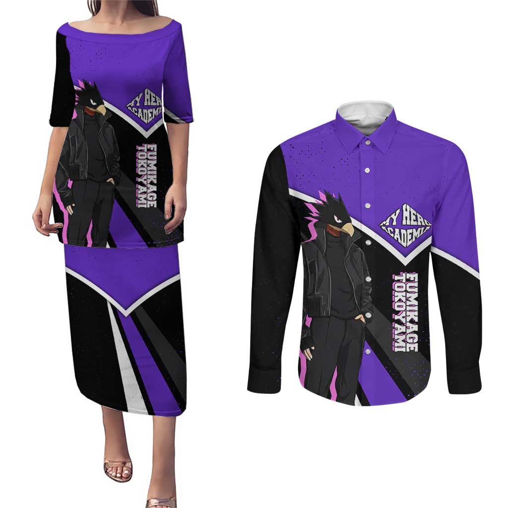Fumikage Tokoyami My Hero Academia Couples Matching Puletasi and Long Sleeve Button Shirt Anime Grunge Splatter Graphic Style