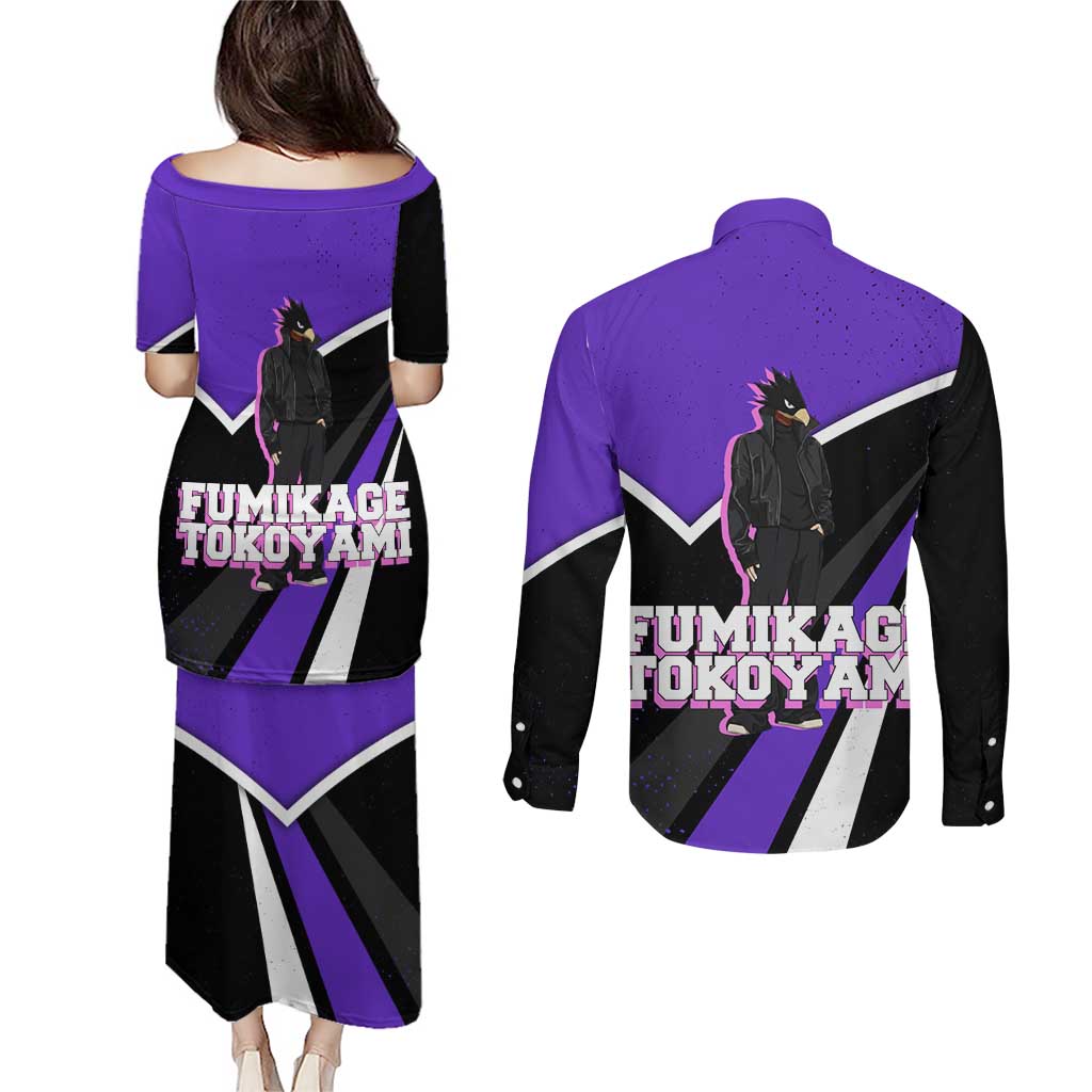 Fumikage Tokoyami My Hero Academia Couples Matching Puletasi and Long Sleeve Button Shirt Anime Grunge Splatter Graphic Style