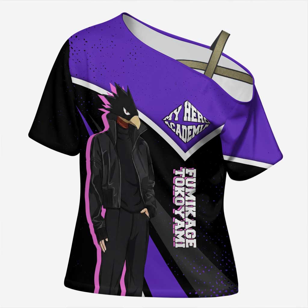 Fumikage Tokoyami My Hero Academia Cross Shoulder Shirt Anime Grunge Splatter Graphic Style