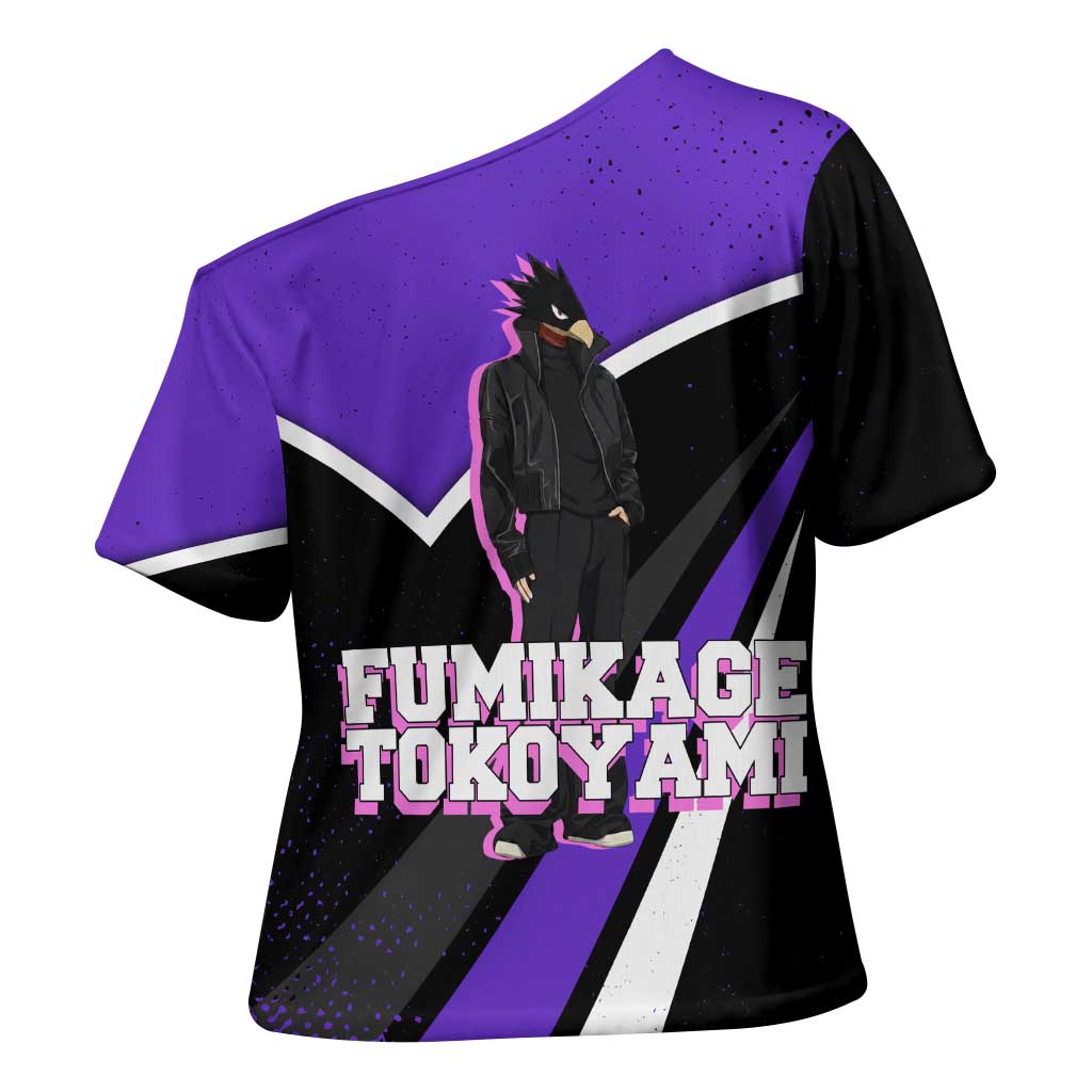 Fumikage Tokoyami My Hero Academia Cross Shoulder Shirt Anime Grunge Splatter Graphic Style