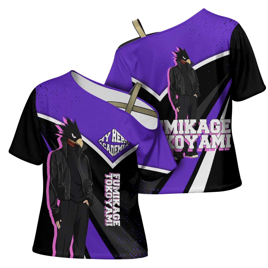 Fumikage Tokoyami My Hero Academia Cross Shoulder Shirt Anime Grunge Splatter Graphic Style