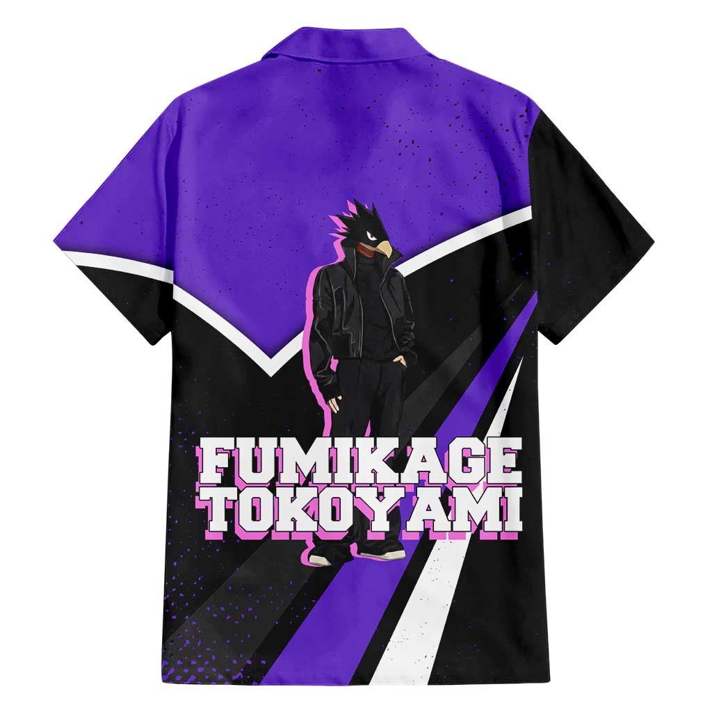 Fumikage Tokoyami My Hero Academia Family Matching Off The Shoulder Long Sleeve Dress and Hawaiian Shirt Anime Grunge Splatter Graphic Style