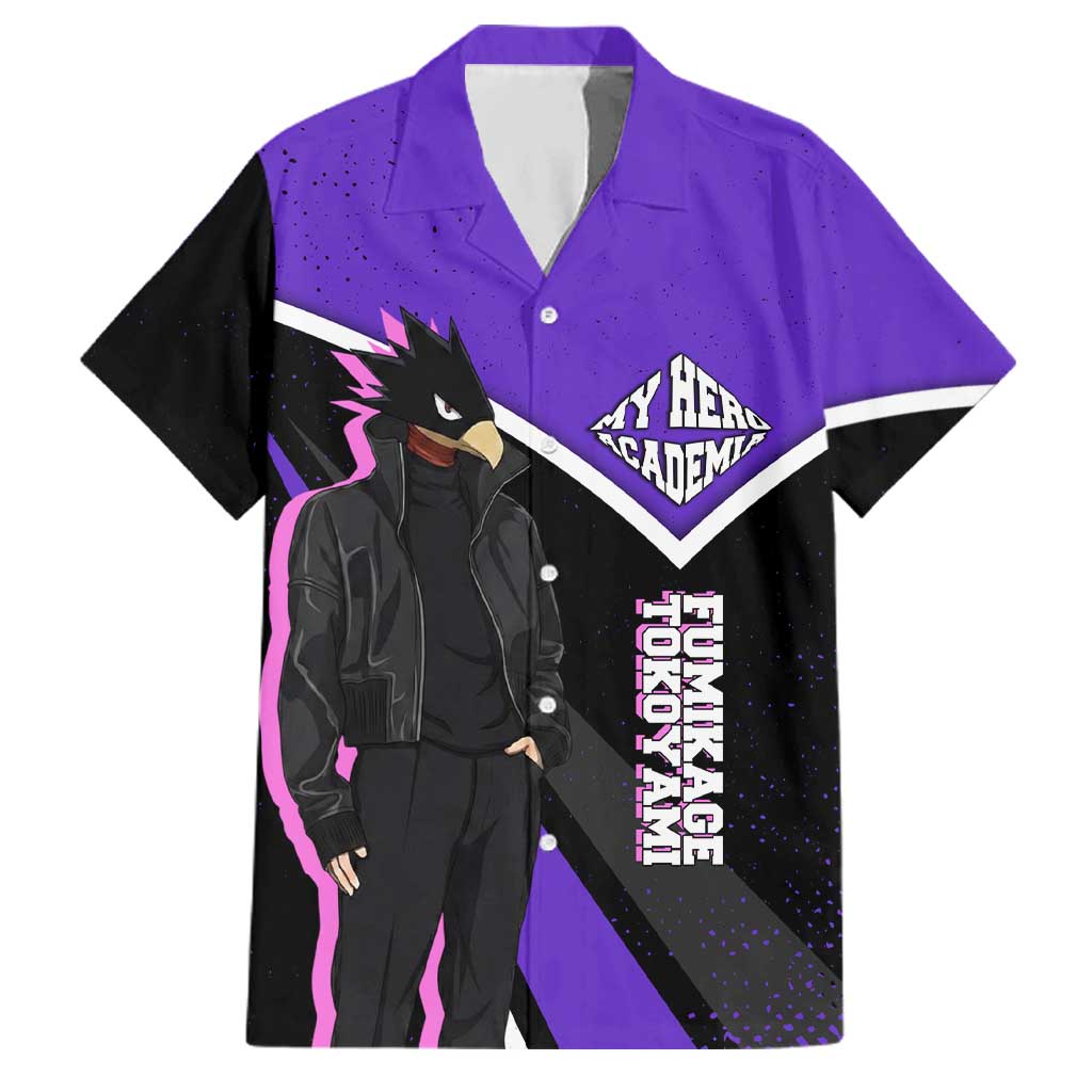 Fumikage Tokoyami My Hero Academia Family Matching Off Shoulder Maxi Dress and Hawaiian Shirt Anime Grunge Splatter Graphic Style