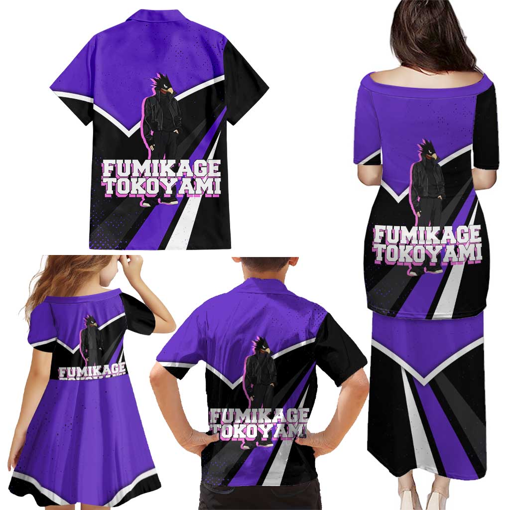 Fumikage Tokoyami My Hero Academia Family Matching Puletasi and Hawaiian Shirt Anime Grunge Splatter Graphic Style