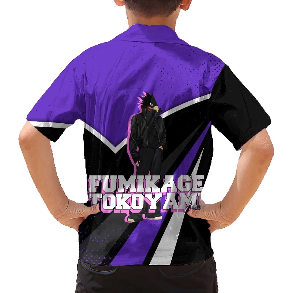 Fumikage Tokoyami My Hero Academia Family Matching Summer Maxi Dress and Hawaiian Shirt Anime Grunge Splatter Graphic Style