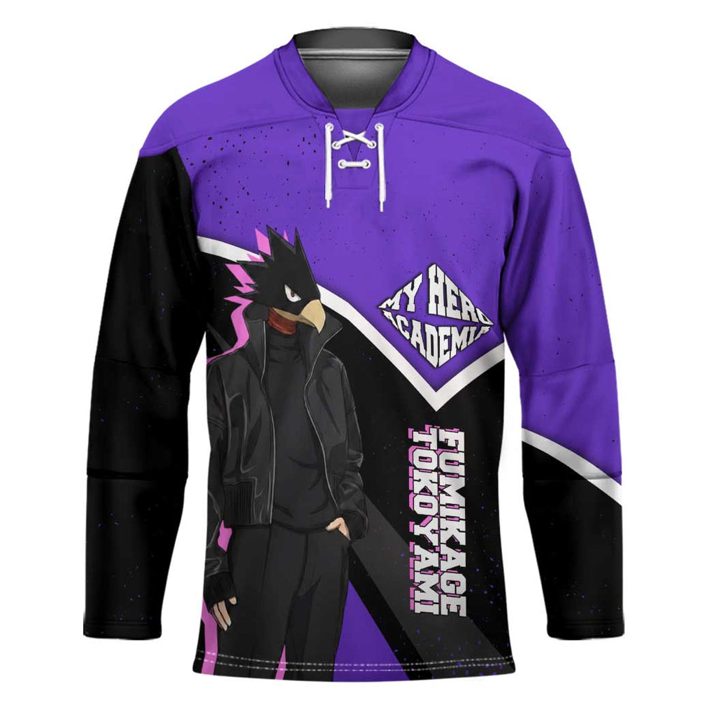 Fumikage Tokoyami My Hero Academia Hockey Jersey Anime Grunge Splatter Graphic Style