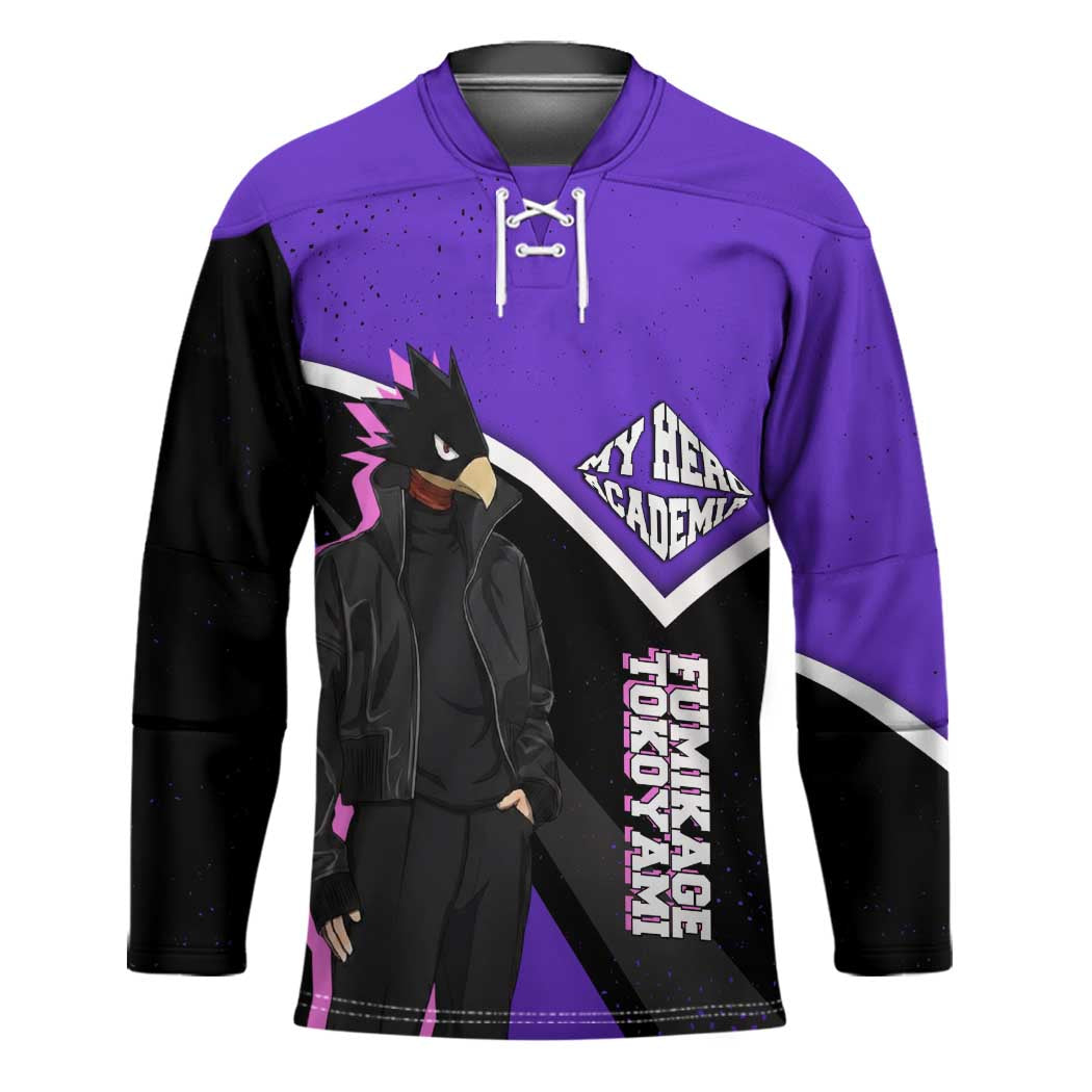 Fumikage Tokoyami My Hero Academia Hockey Jersey Anime Grunge Splatter Graphic Style