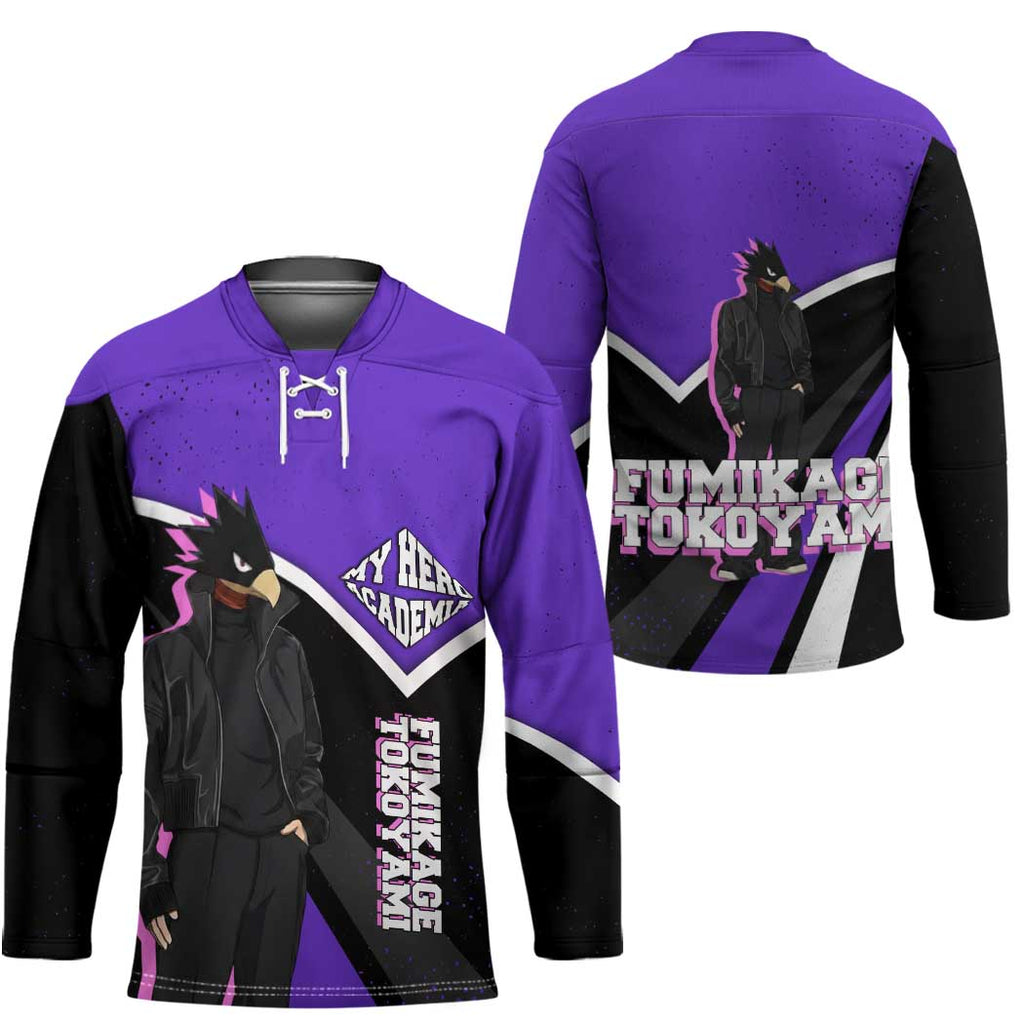 Fumikage Tokoyami My Hero Academia Hockey Jersey Anime Grunge Splatter Graphic Style