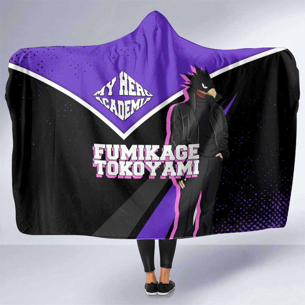 Fumikage Tokoyami My Hero Academia Hooded Blanket Anime Grunge Splatter Graphic Style