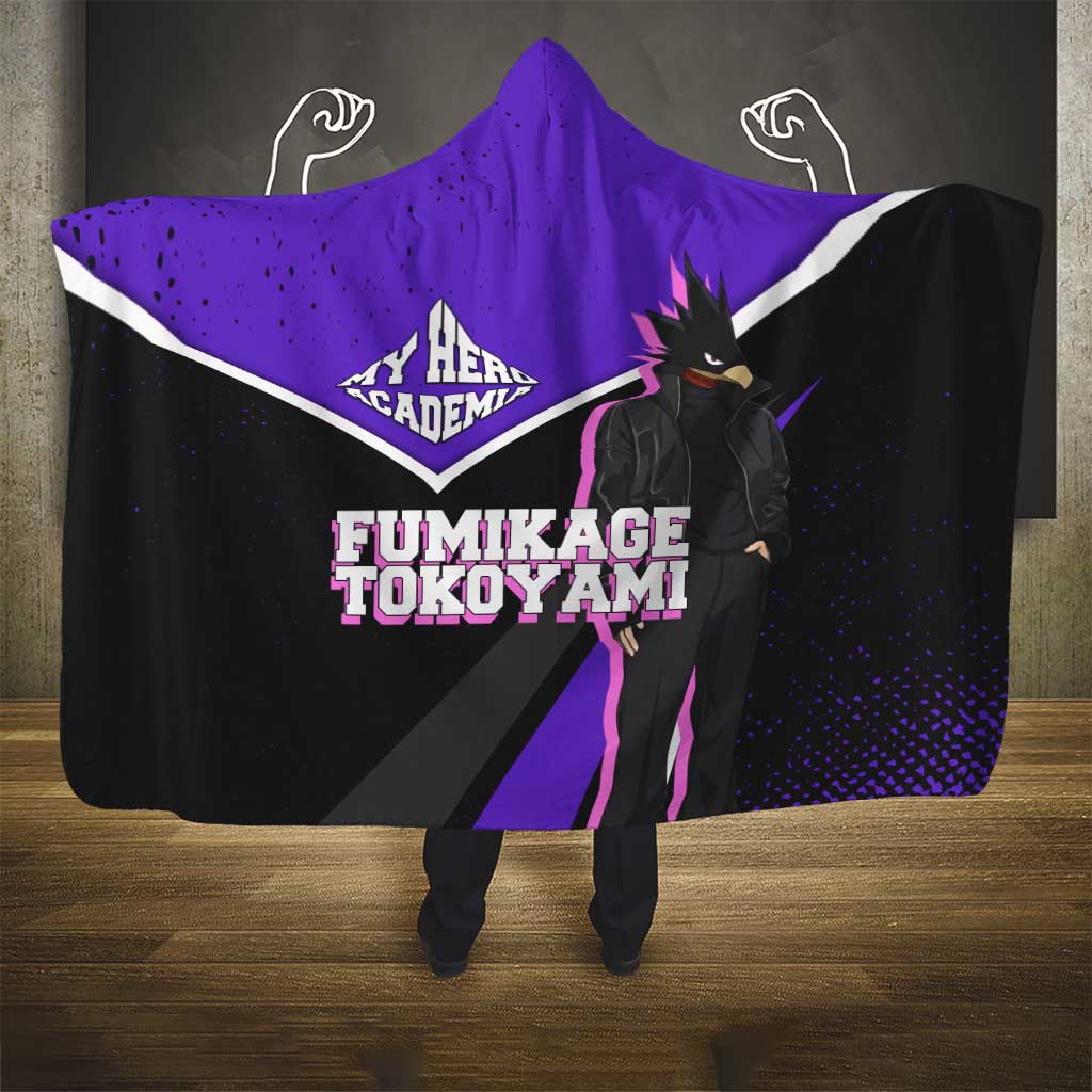 Fumikage Tokoyami My Hero Academia Hooded Blanket Anime Grunge Splatter Graphic Style