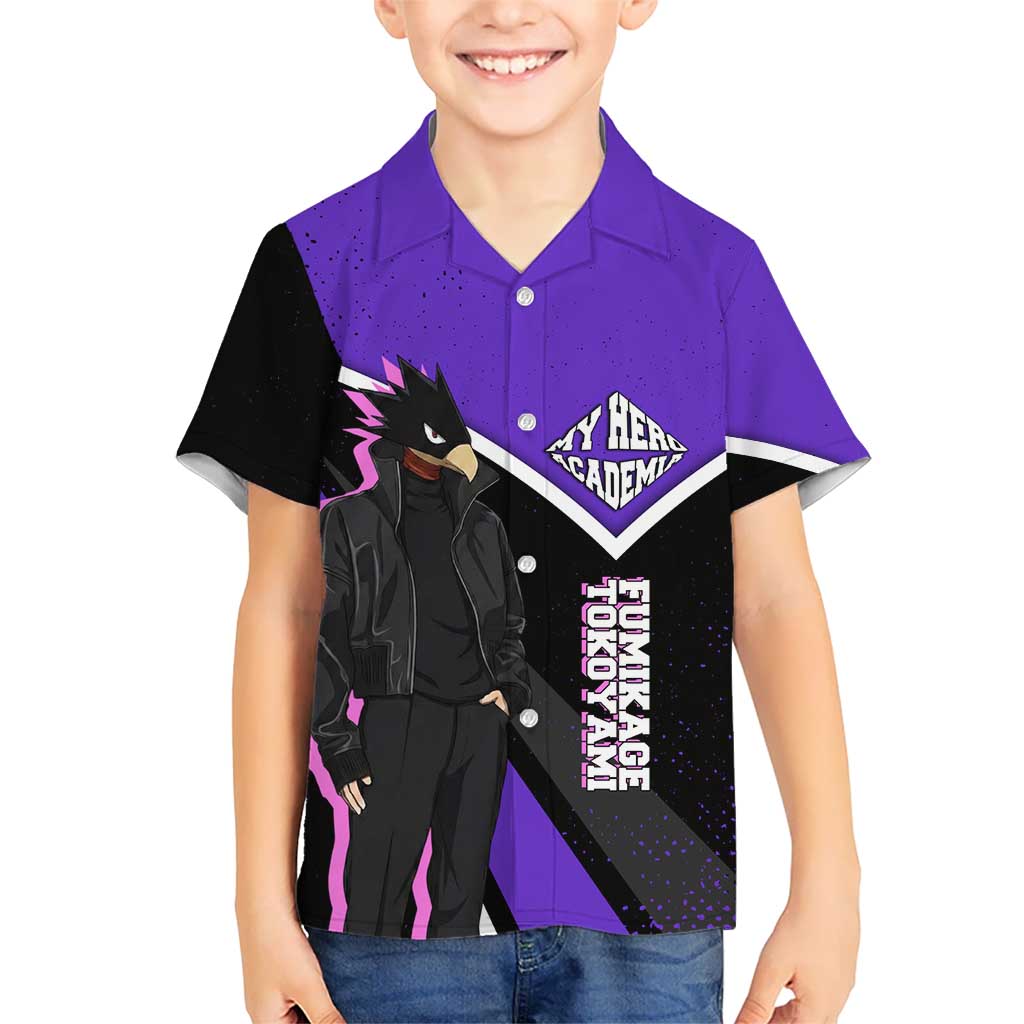 Fumikage Tokoyami My Hero Academia Kid Hawaiian Shirt Anime Grunge Splatter Graphic Style