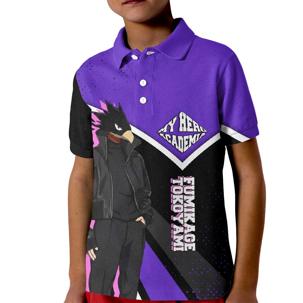 Fumikage Tokoyami My Hero Academia Kid Polo Shirt Anime Grunge Splatter Graphic Style