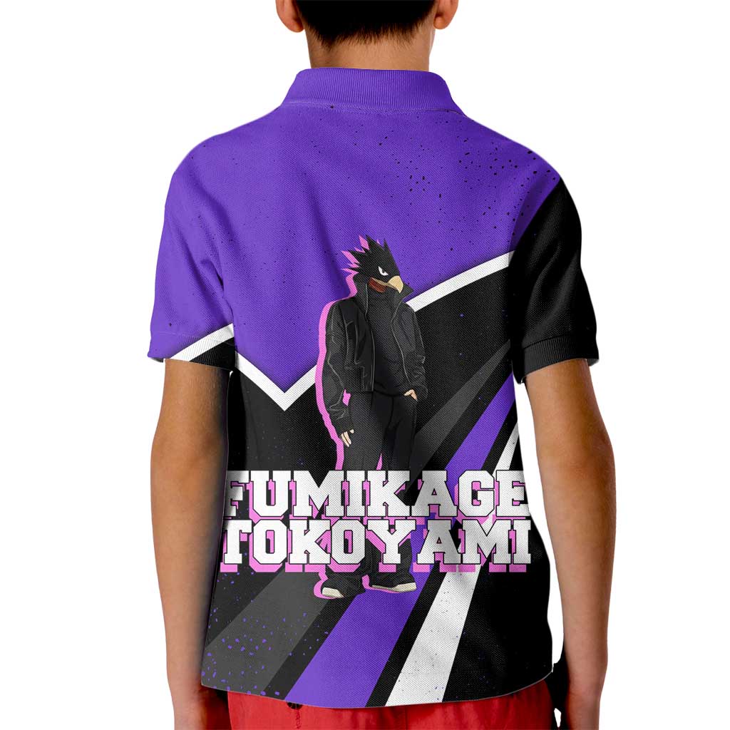 Fumikage Tokoyami My Hero Academia Kid Polo Shirt Anime Grunge Splatter Graphic Style