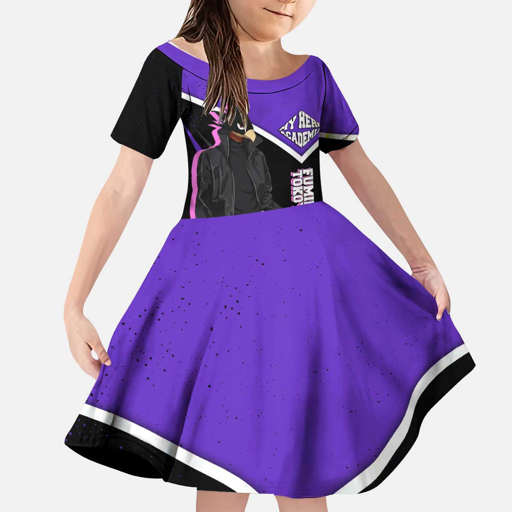 Fumikage Tokoyami My Hero Academia Kid Short Sleeve Dress Anime Grunge Splatter Graphic Style