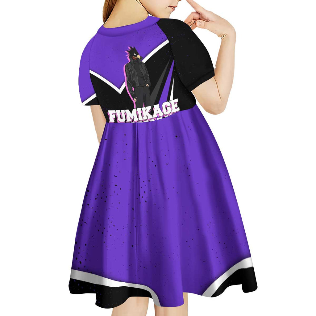 Fumikage Tokoyami My Hero Academia Kid Short Sleeve Dress Anime Grunge Splatter Graphic Style