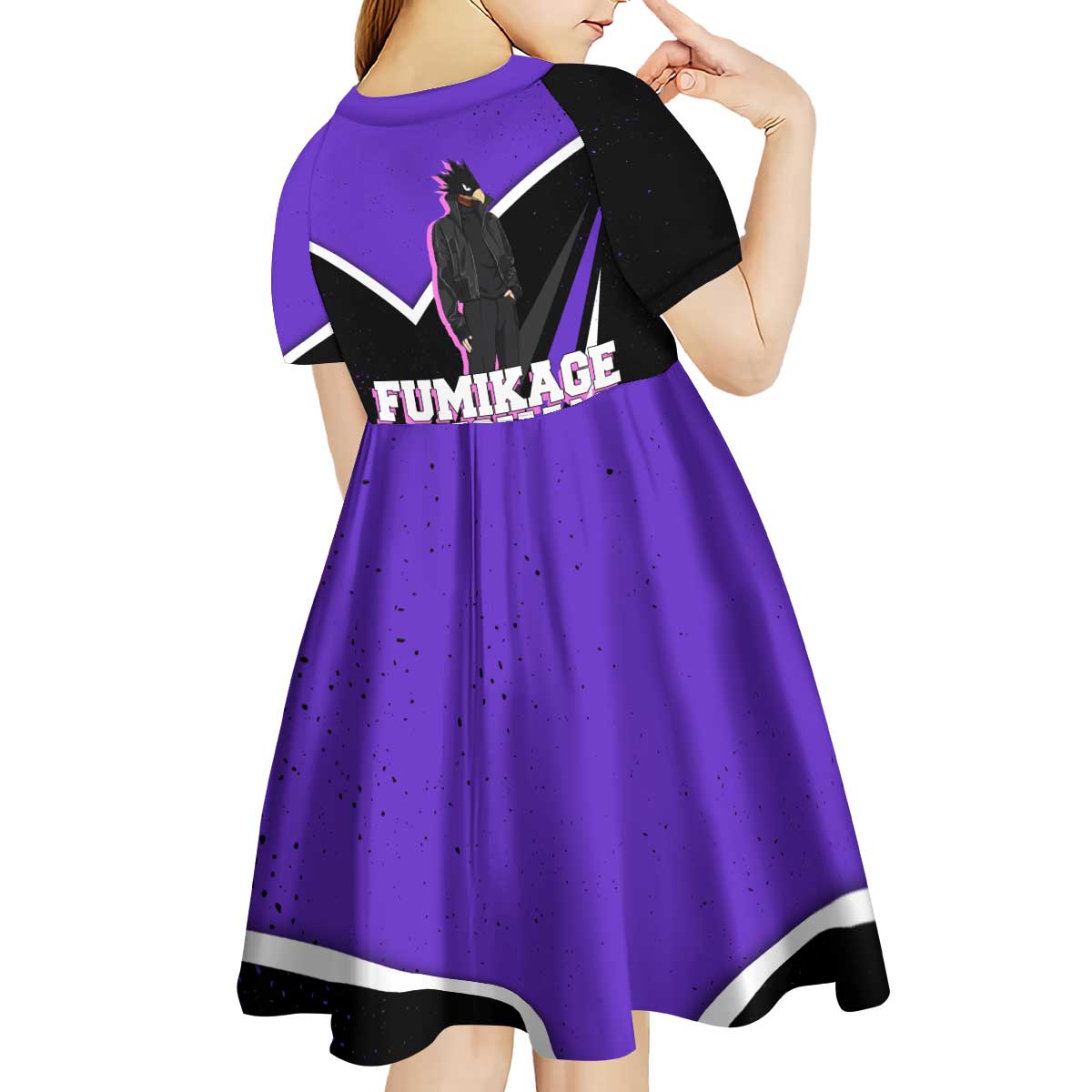 Fumikage Tokoyami My Hero Academia Kid Short Sleeve Dress Anime Grunge Splatter Graphic Style