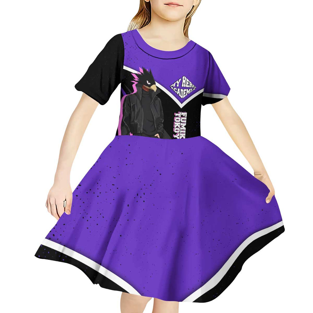 Fumikage Tokoyami My Hero Academia Kid Short Sleeve Dress Anime Grunge Splatter Graphic Style