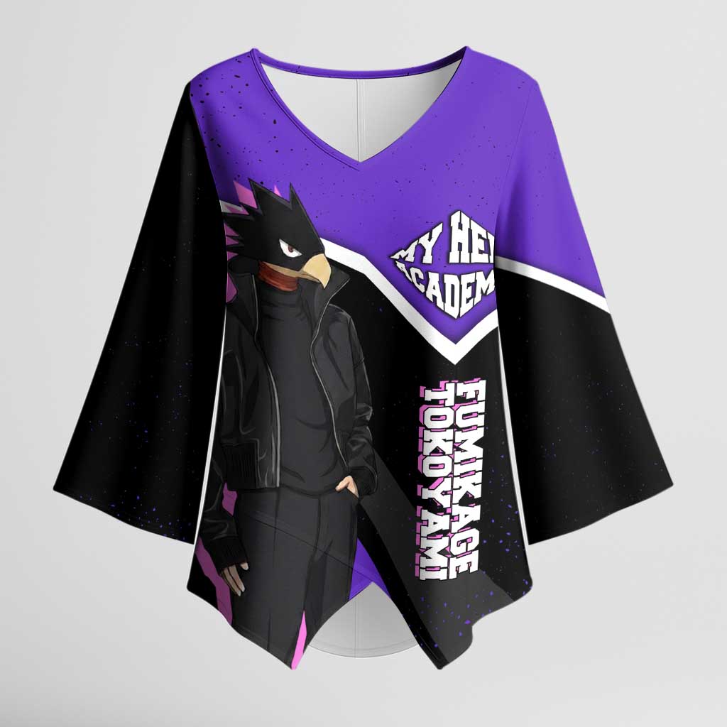 Fumikage Tokoyami My Hero Academia Kimono Sleeve Blouse Anime Grunge Splatter Graphic Style