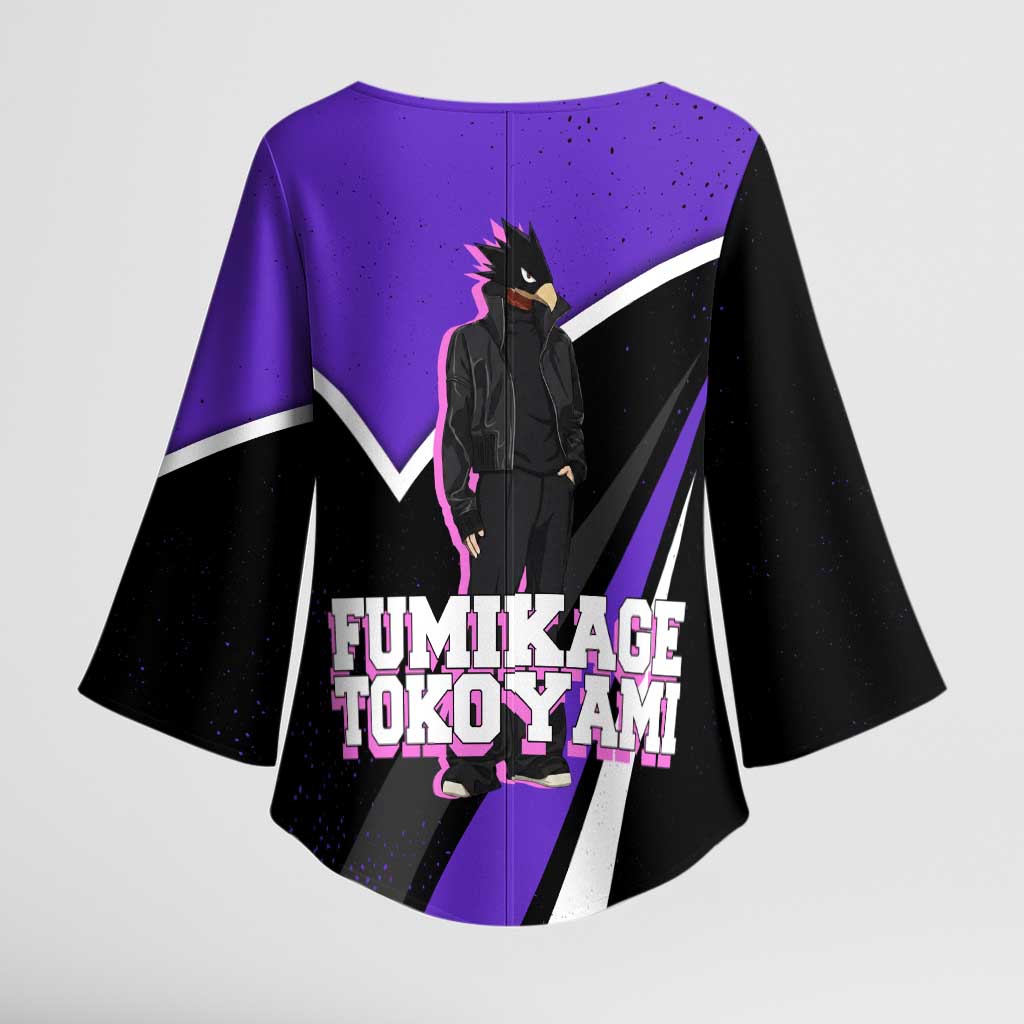 Fumikage Tokoyami My Hero Academia Kimono Sleeve Blouse Anime Grunge Splatter Graphic Style