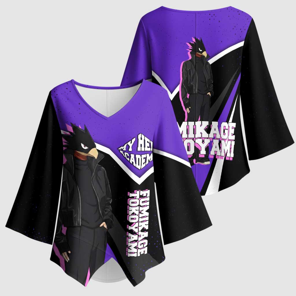 Fumikage Tokoyami My Hero Academia Kimono Sleeve Blouse Anime Grunge Splatter Graphic Style