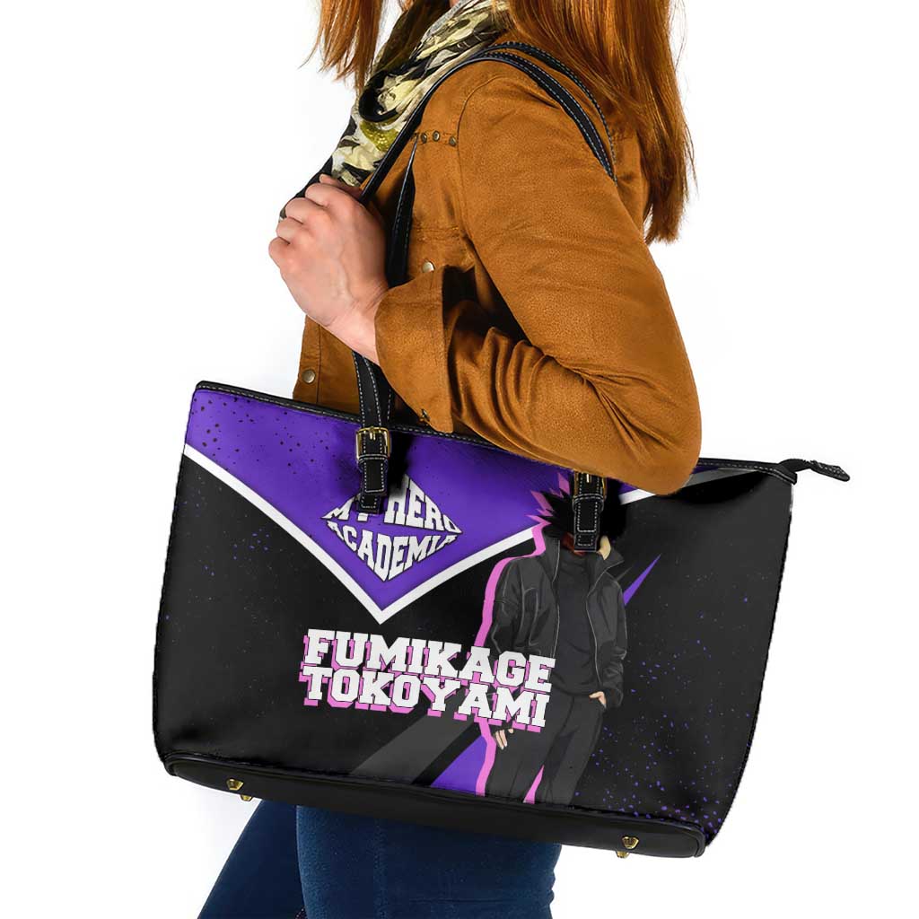 Fumikage Tokoyami My Hero Academia Leather Tote Bag Anime Grunge Splatter Graphic Style