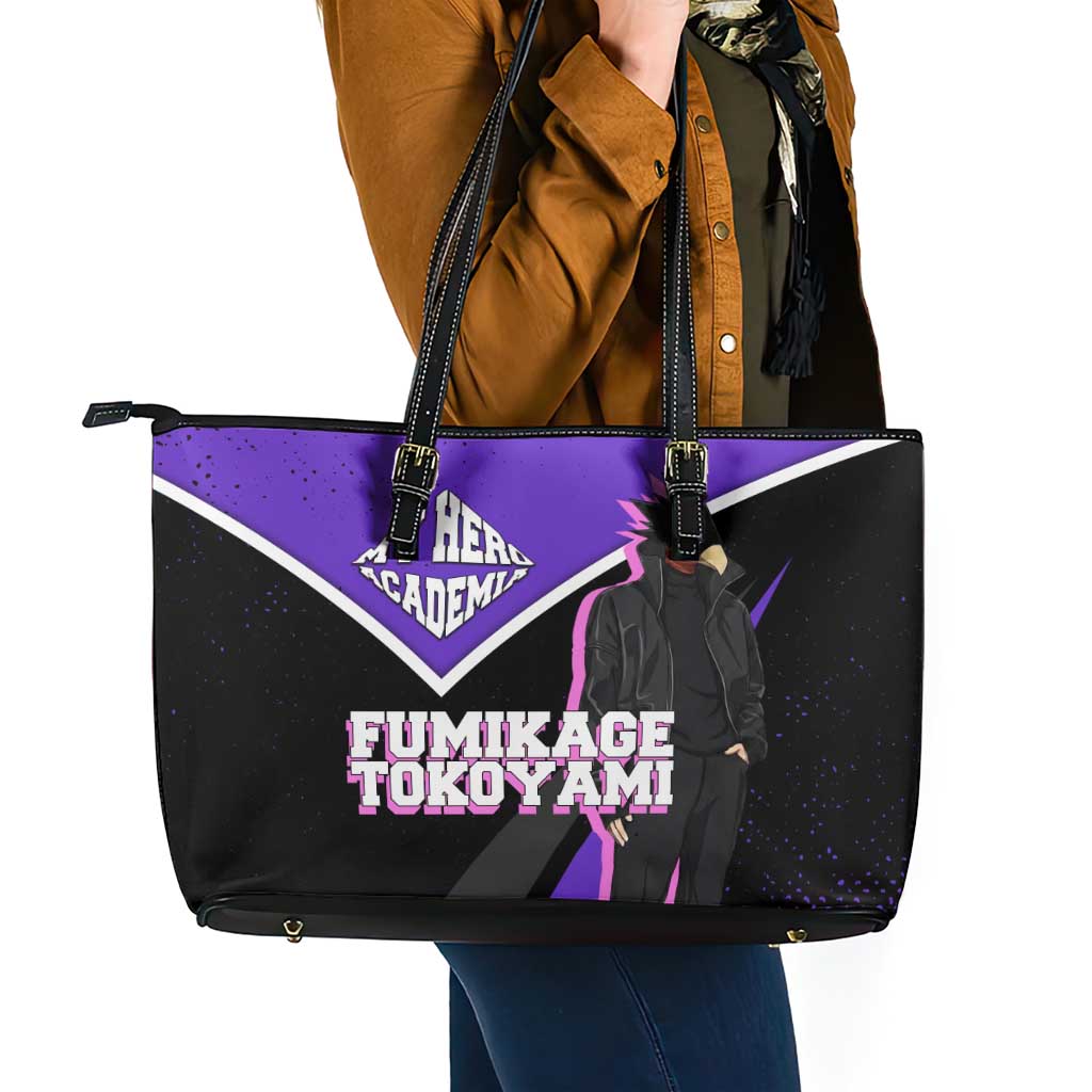 Fumikage Tokoyami My Hero Academia Leather Tote Bag Anime Grunge Splatter Graphic Style