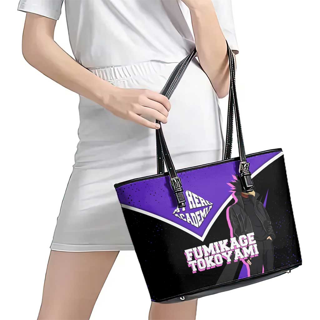 Fumikage Tokoyami My Hero Academia Leather Tote Bag Anime Grunge Splatter Graphic Style