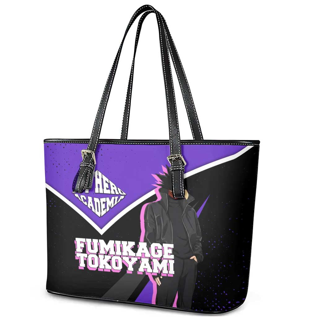 Fumikage Tokoyami My Hero Academia Leather Tote Bag Anime Grunge Splatter Graphic Style