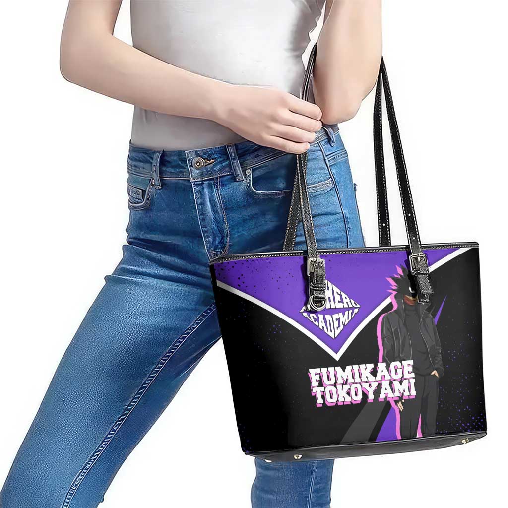 Fumikage Tokoyami My Hero Academia Leather Tote Bag Anime Grunge Splatter Graphic Style