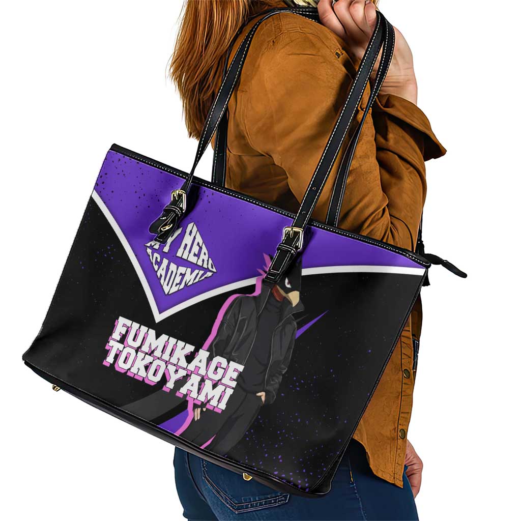 Fumikage Tokoyami My Hero Academia Leather Tote Bag Anime Grunge Splatter Graphic Style
